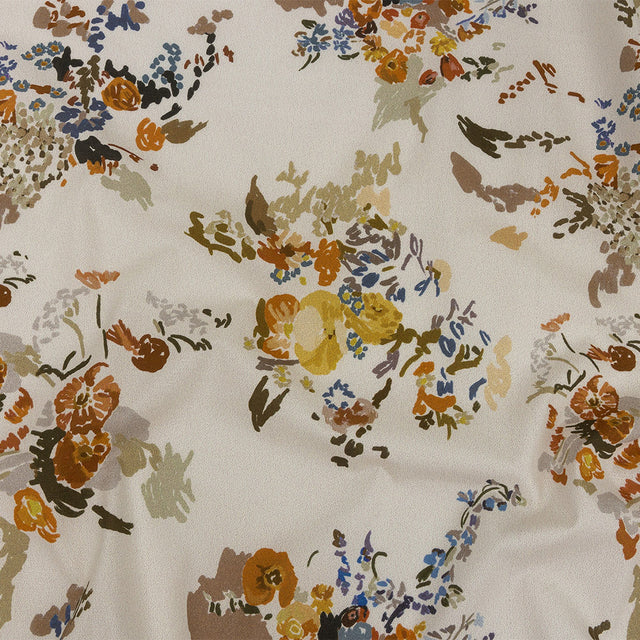 Mood Exclusive Ivory Just Because Bouquet Stretch Cotton Poplin