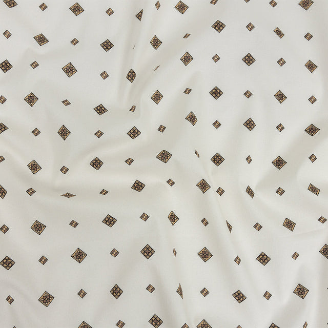 Mood Exclusive Off-White Geometric Gems Stretch Cotton Poplin
