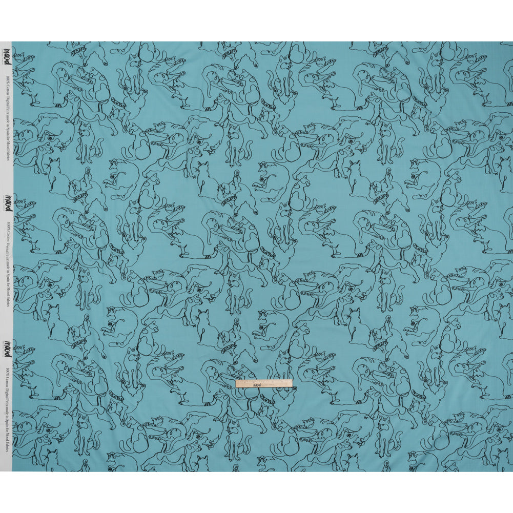 Mood Exclusive Blue Kitty Kraze Cotton Poplin - Full
