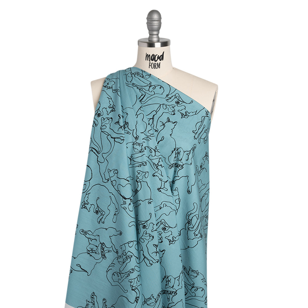 Mood Exclusive Blue Kitty Kraze Cotton Poplin - Drape