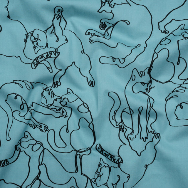 Mood Exclusive Blue Kitty Kraze Cotton Poplin
