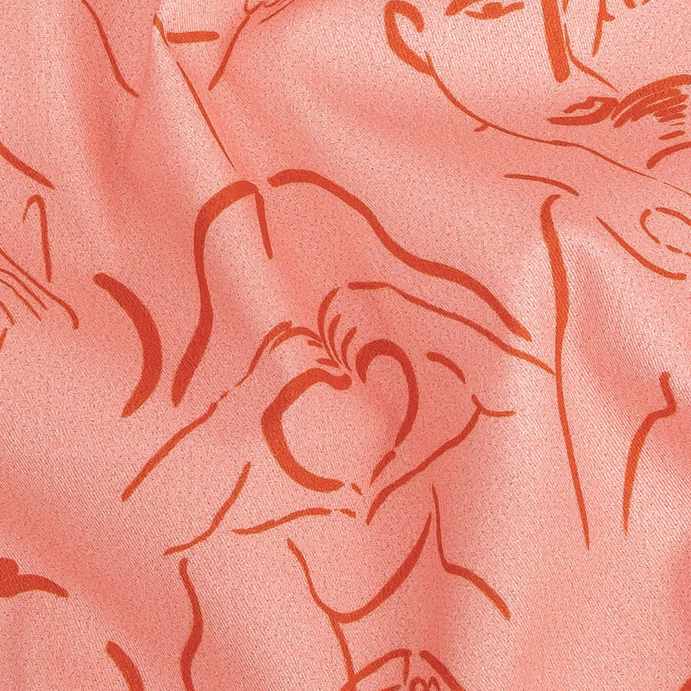Mood Exclusive Pink Language of Love Stretch Brushed Cotton Twill Detail