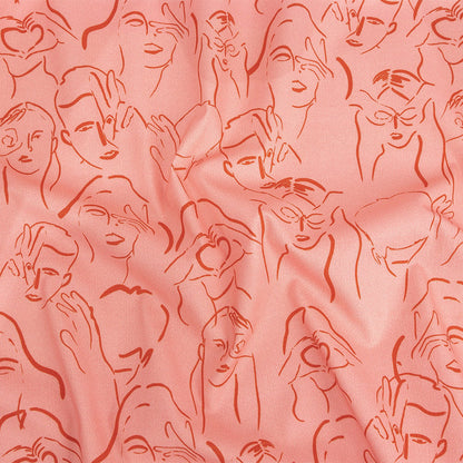 Mood Exclusive Pink Language of Love Stretch Brushed Cotton Twill
