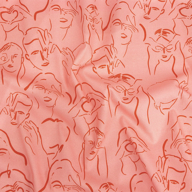 Mood Exclusive Pink Language of Love Stretch Brushed Cotton Twill