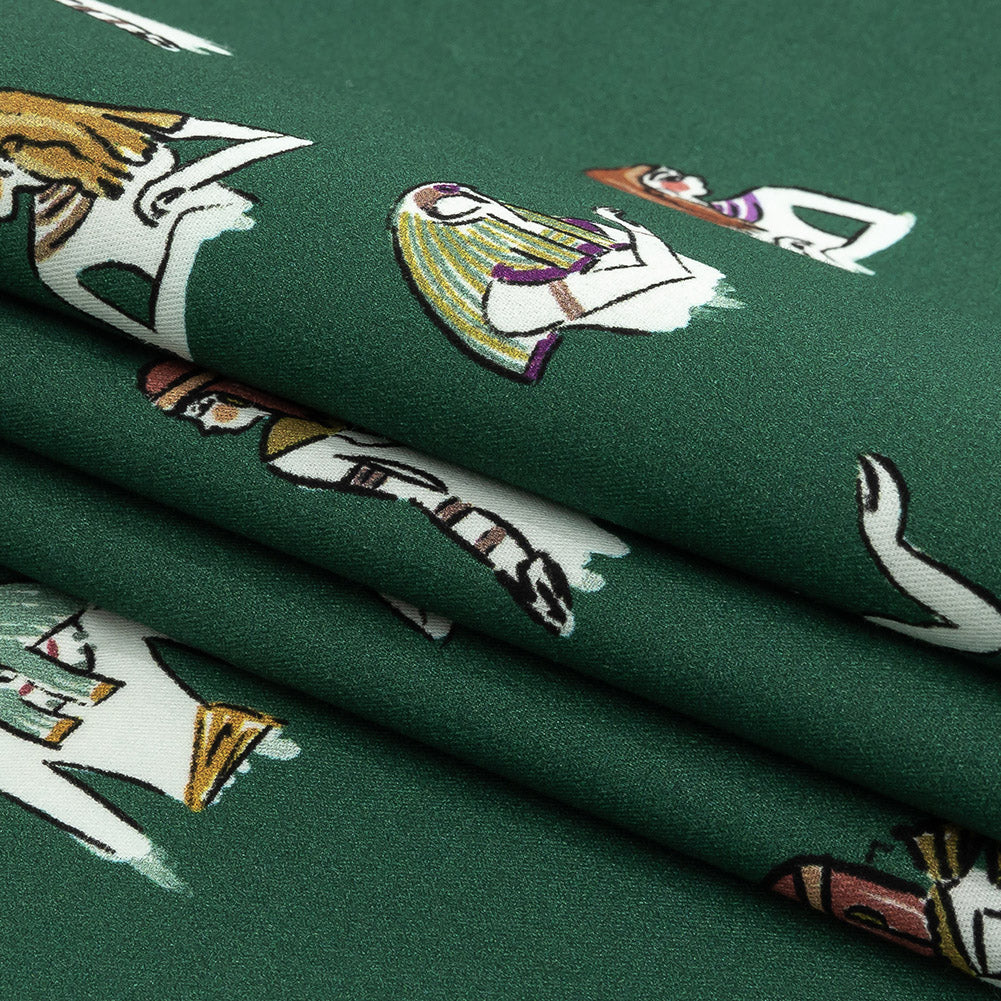 Mood Exclusive Forest Green Realm of Anubis Stretch Brushed Cotton Twill Folded