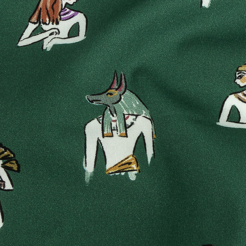 Mood Exclusive Forest Green Realm of Anubis Stretch Brushed Cotton Twill Detail