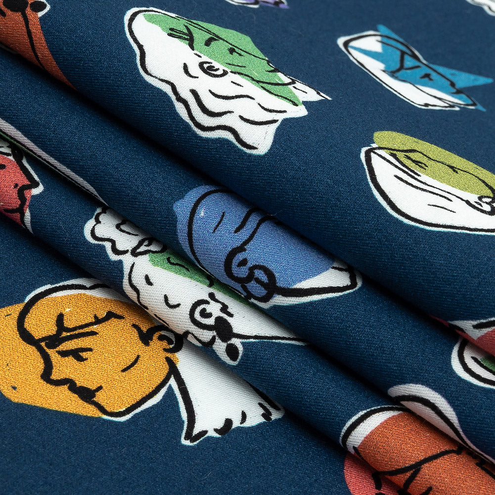 Mood Exclusive Bright Navy Face the Facts Stretch Brushed Cotton Twill Folded