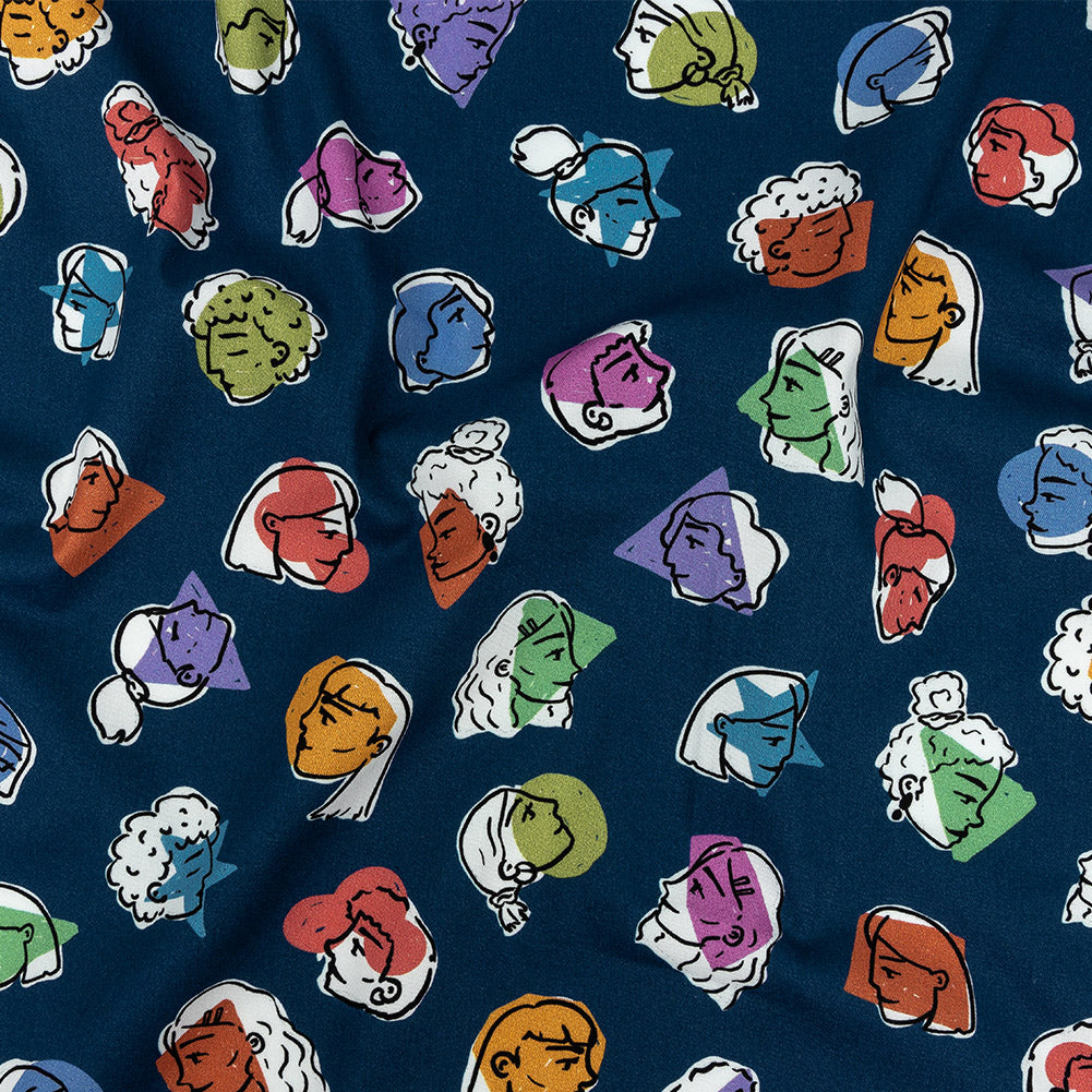 Mood Exclusive Bright Navy Face the Facts Stretch Brushed Cotton Twill