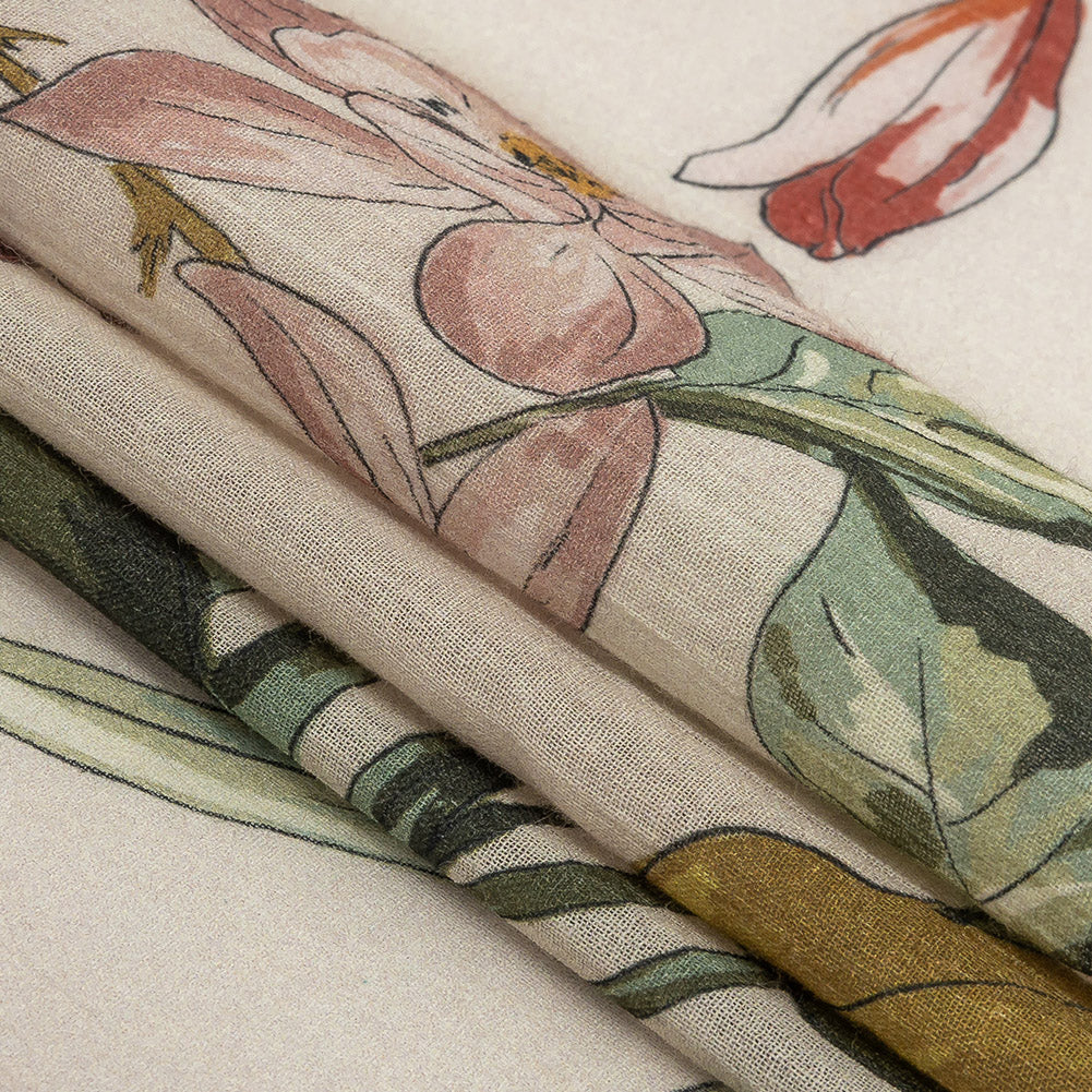 Mood Exclusive Beige Verdant Investigation Crinkled Cotton Voile Folded