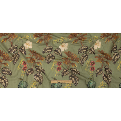 Mood Exclusive Pea Green Naturalist's Notebook Crinkled Cotton Voile Full