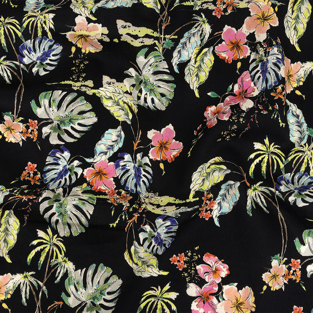 Mood Exclusive Black Hibiscus Haven Cotton Voile