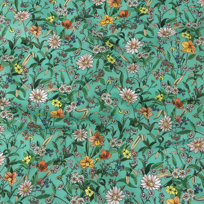 Mood Exclusive Aqua Garden of Gems Cotton Voile