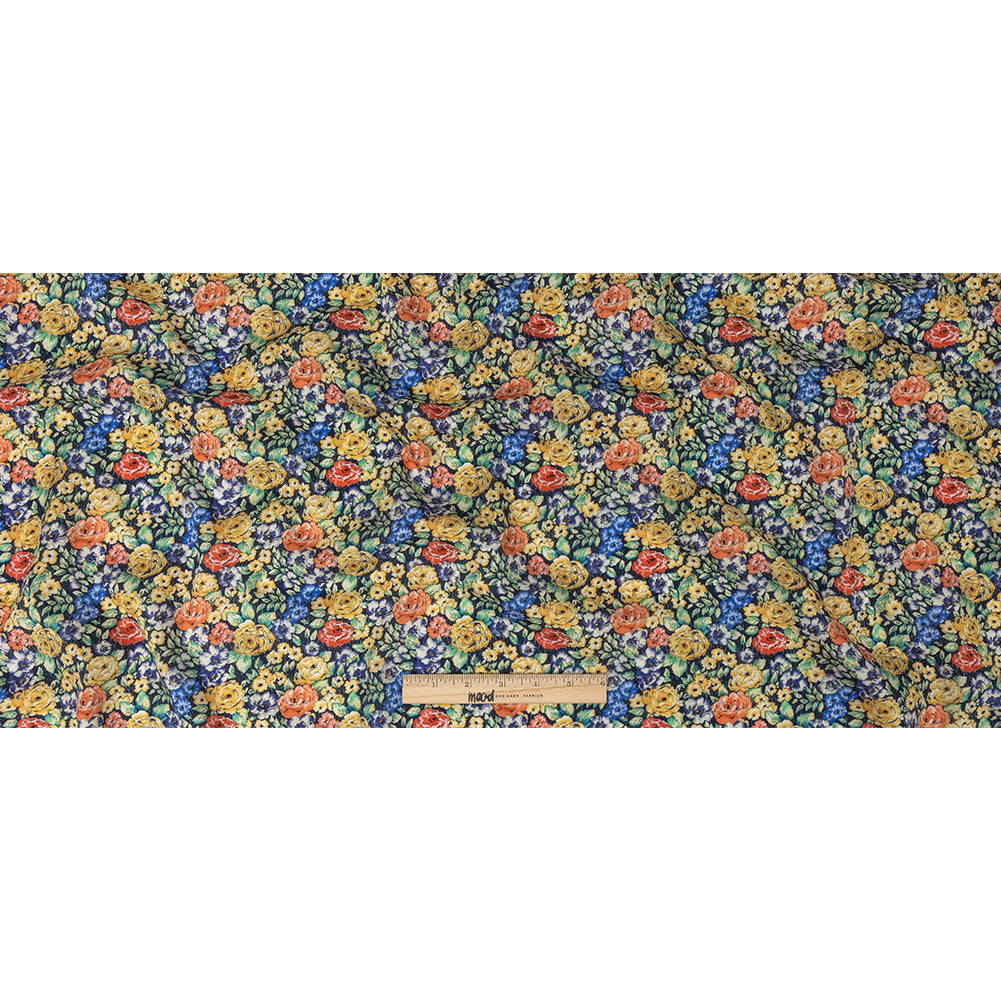Mood Exclusive Navy Bountiful Blossoms Cotton Voile Full