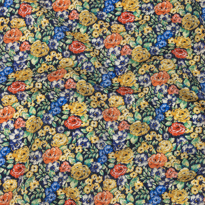Mood Exclusive Navy Bountiful Blossoms Cotton Voile