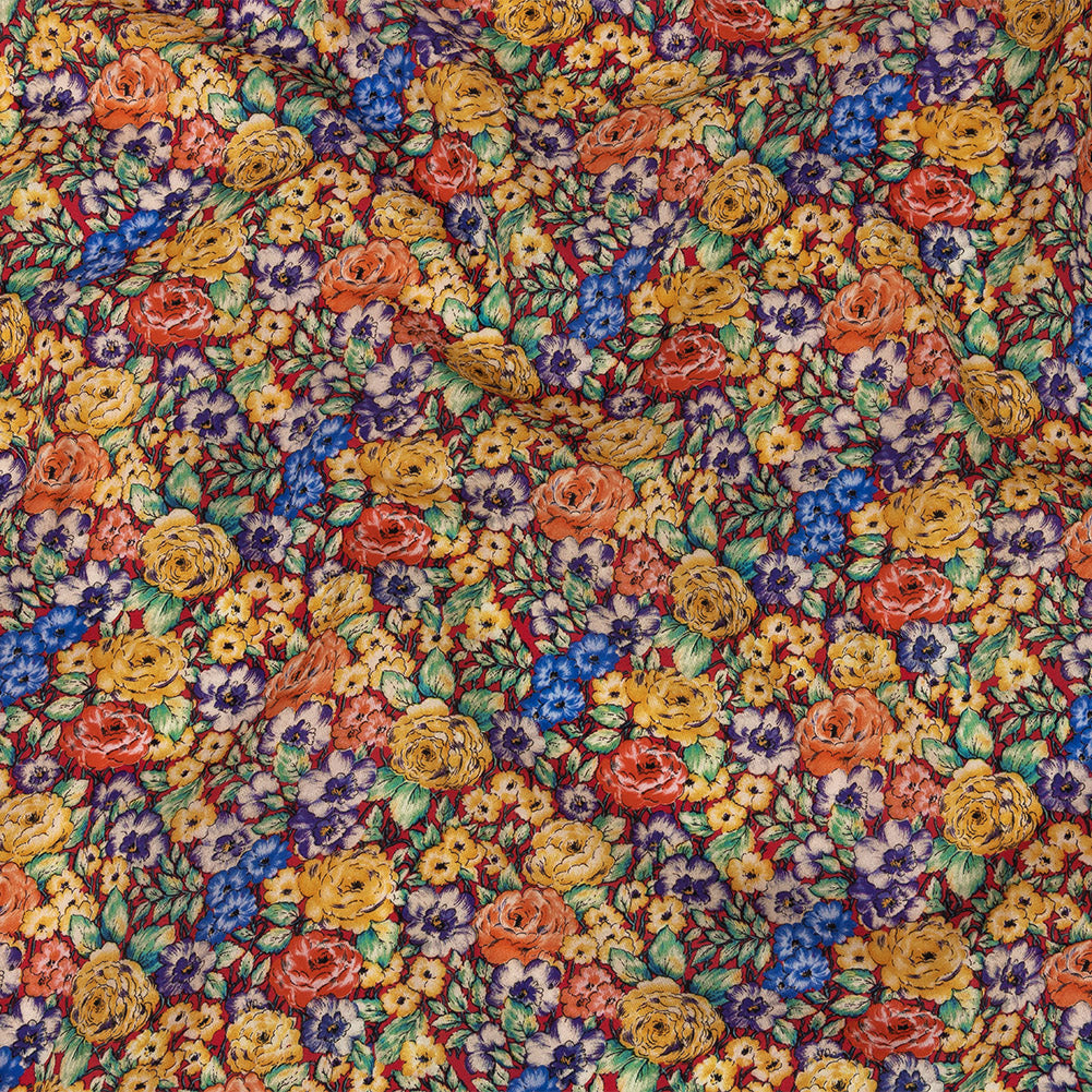 Mood Exclusive Red Bountiful Blossoms Cotton Voile
