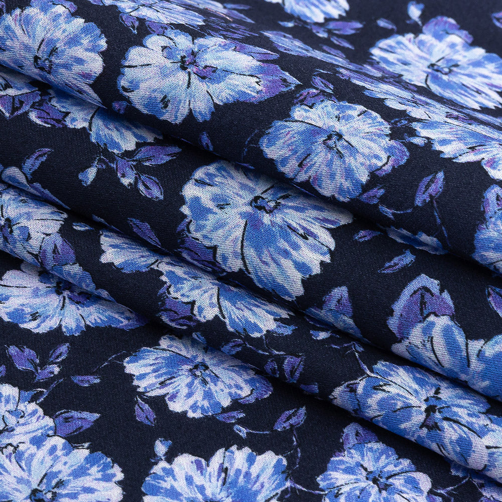 Mood Exclusive Midnight Blue Parisian Perennials Cotton Voile Folded