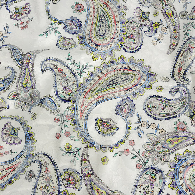 Stretch Floral Jacquard Print - Navy and White Paisley - Mood Exclusive Grandiose Gems