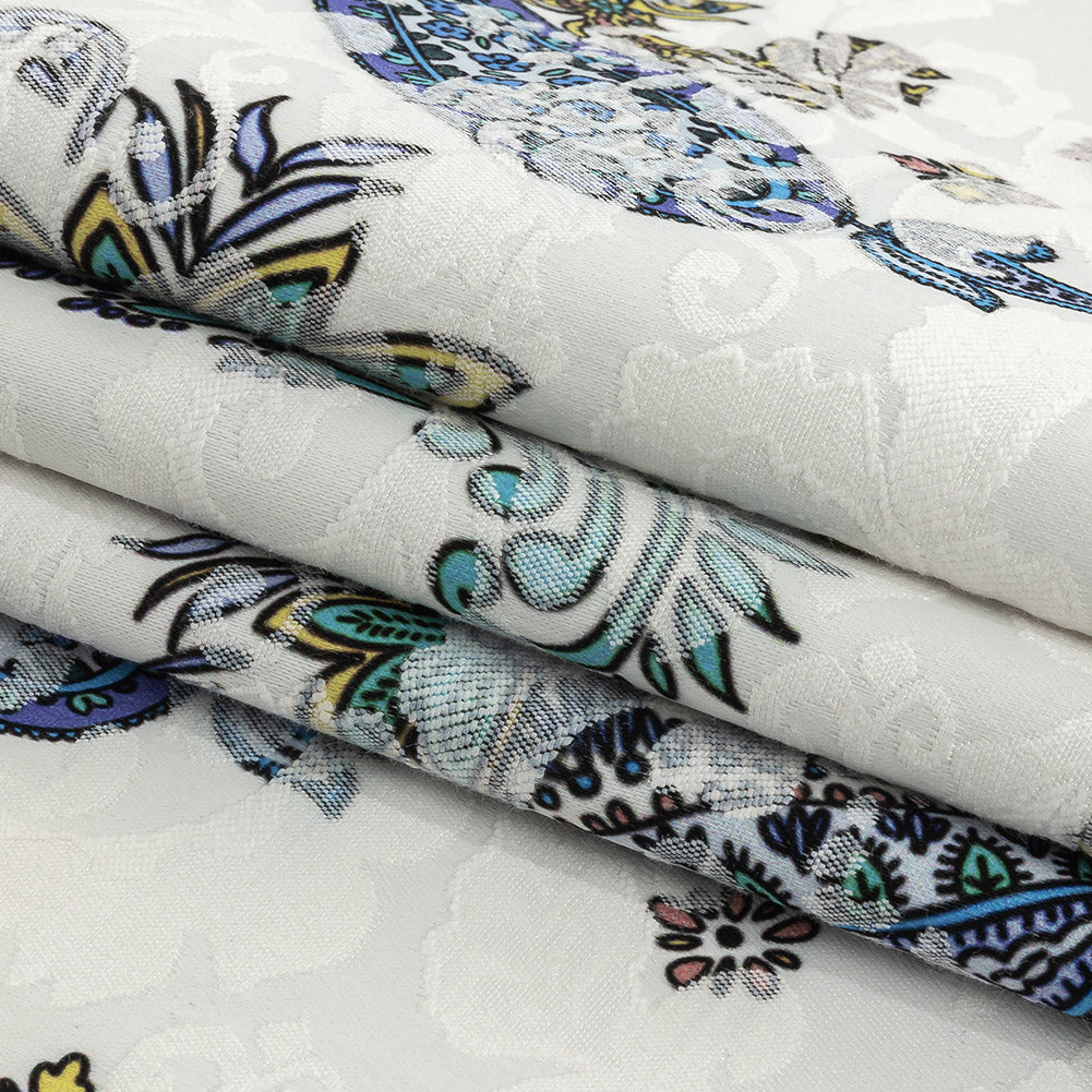 Stretch Floral Jacquard Print - Navy Paisley - Mood Exclusive Memorable Motifs Folded