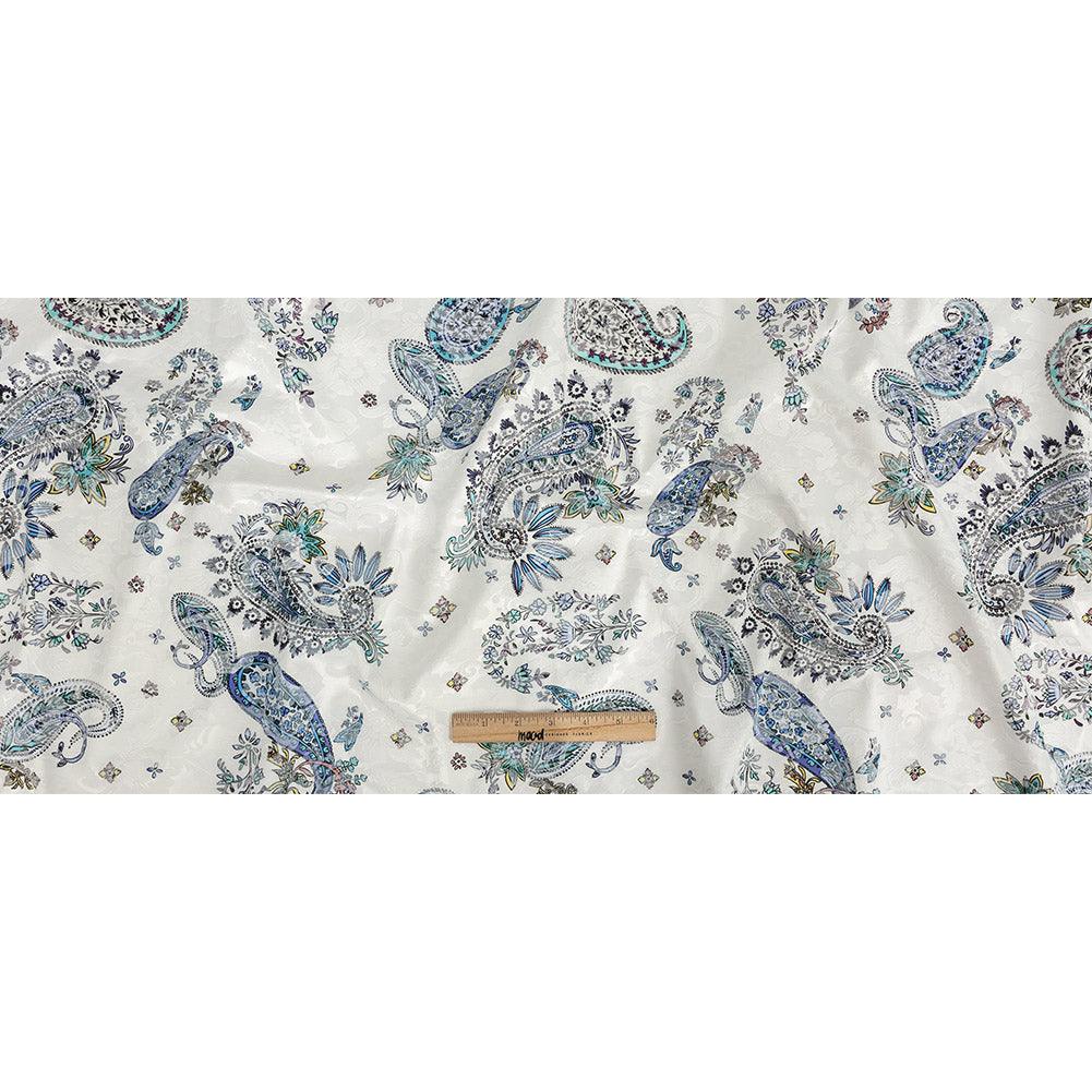 Stretch Floral Jacquard Print - Navy Paisley - Mood Exclusive Memorable Motifs Full