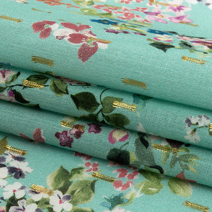 Cotton Voile Print with Metallic Dots - Seafoam Floral - Mood Exclusive April Awakening Folded
