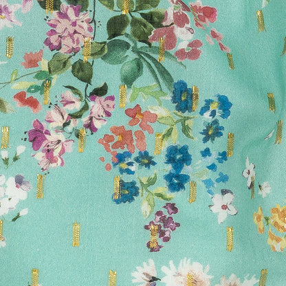 Cotton Voile Print with Metallic Dots - Seafoam Floral - Mood Exclusive April Awakening Detail