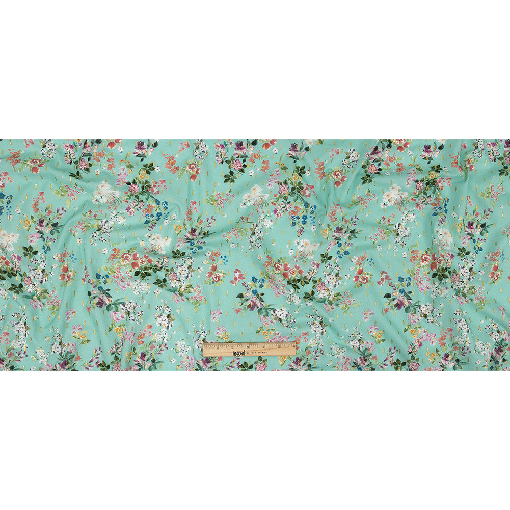 Cotton Voile Print with Metallic Dots - Seafoam Floral - Mood Exclusive April Awakening Full