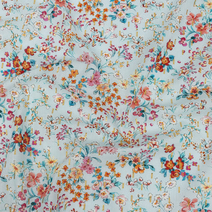 Cotton Voile Print with Metallic Dots - Baby Blue Floral - Mood Exclusive Celestial Serendipity