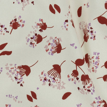 Stretch Cotton Twill Print - Rust and White Dandelion Floral - Mood Exclusive Feeling Dandy Detail