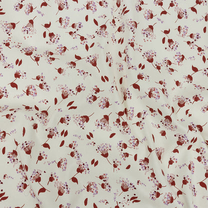 Stretch Cotton Twill Print - Rust and White Dandelion Floral - Mood Exclusive Feeling Dandy
