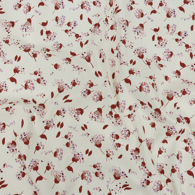 Stretch Cotton Twill Print - Rust and White Dandelion Floral - Mood Exclusive Feeling Dandy