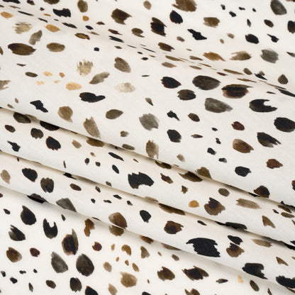 Cotton Poplin - Cream and Brown Animal Spots - Mood Exclusive Dappled Daring Print Folded