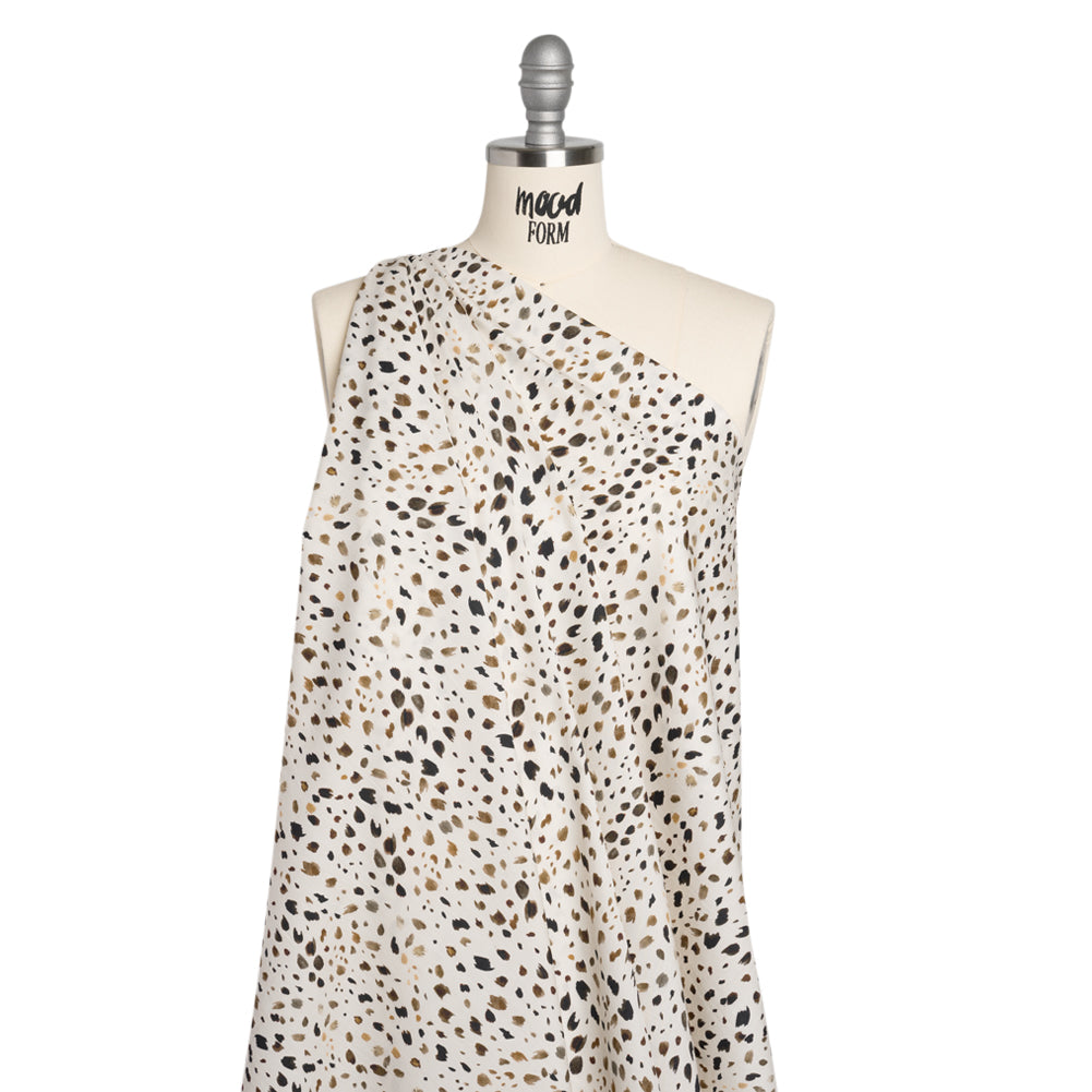 Cotton Poplin - Cream and Brown Animal Spots - Mood Exclusive Dappled Daring Print Drape