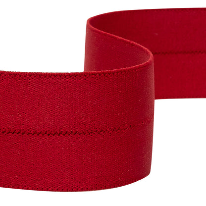 Italian Red Foldover Elastic Trim - 1.2" Detail