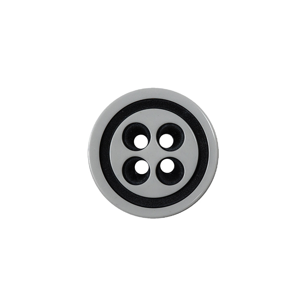 Black and White Bold 4-Hole Plastic Button - 28L/18mm