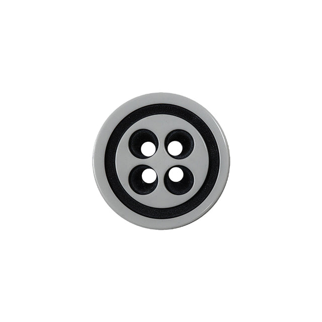 Black and White Bold 4-Hole Plastic Button - 28L/18mm