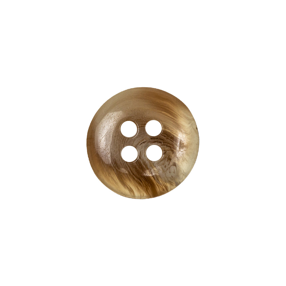 Chestnut and Beige Swirl Translucent 4-Hole Low Convex Top Plastic Button - 24L/15mm Detail