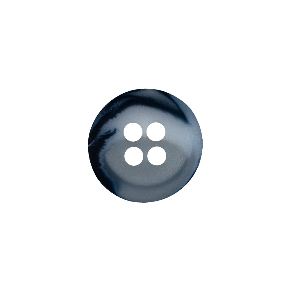 Blue Depths and Milky White Translucent Swirl 4-Hole Plastic Button - 24L/15mm Detail