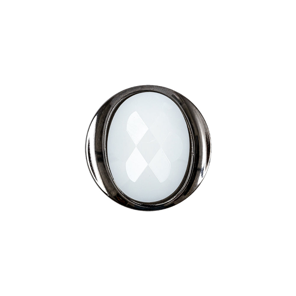 White and Gunmetal 2-Piece Faceted Shank Back Button - 30L/19mm