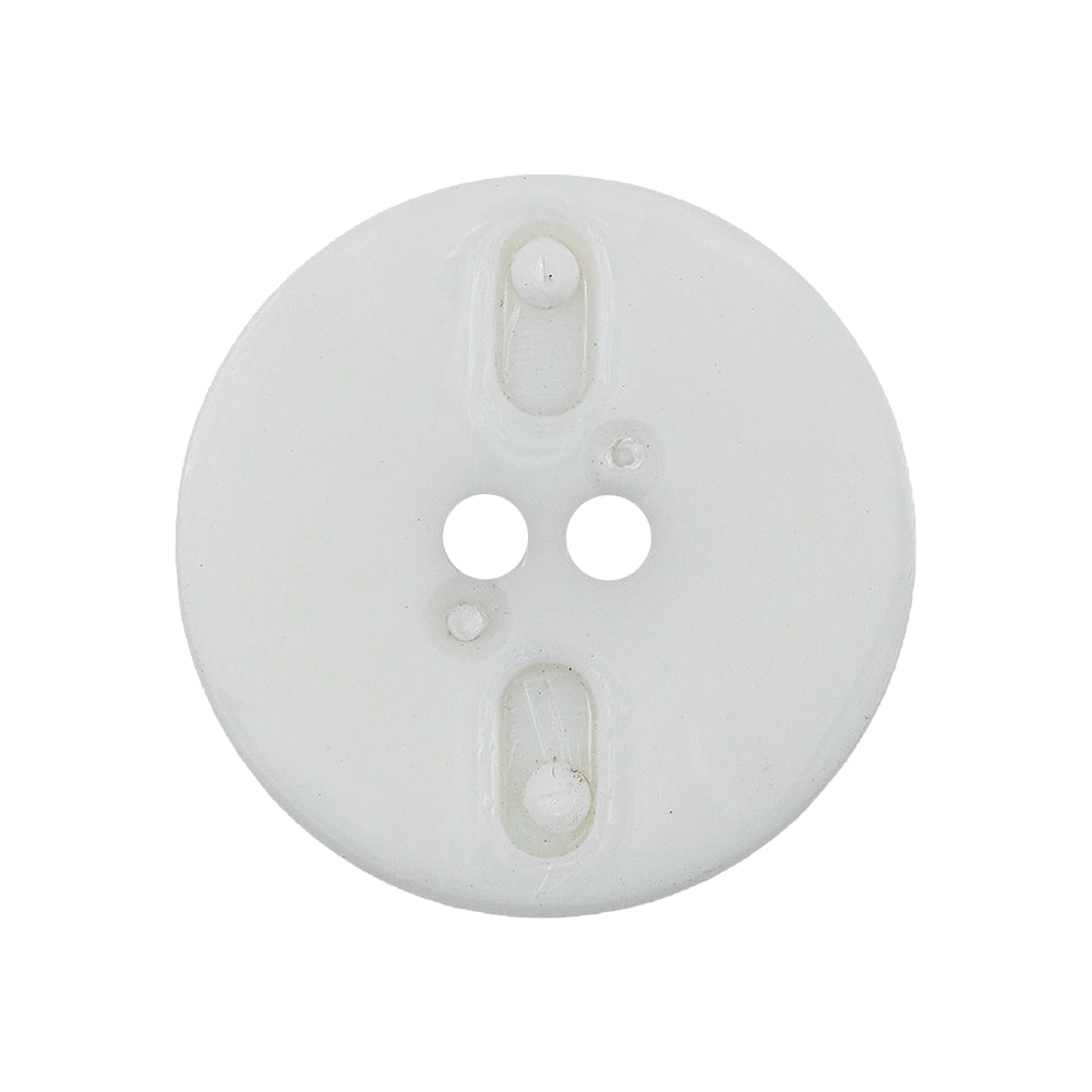 White Shiny Two-Hole Button with Matte Textured Concaving Rim - 44L/28mm Detail