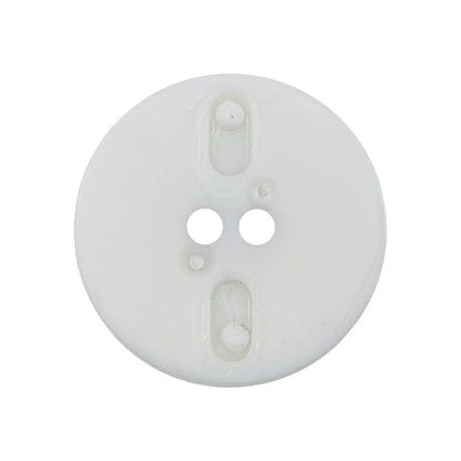 White Shiny Two-Hole Button with Matte Textured Concaving Rim - 44L/28mm Detail
