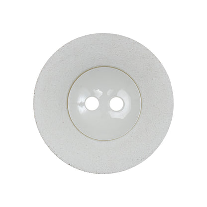 White Shiny Two-Hole Button with Matte Textured Concaving Rim - 44L/28mm