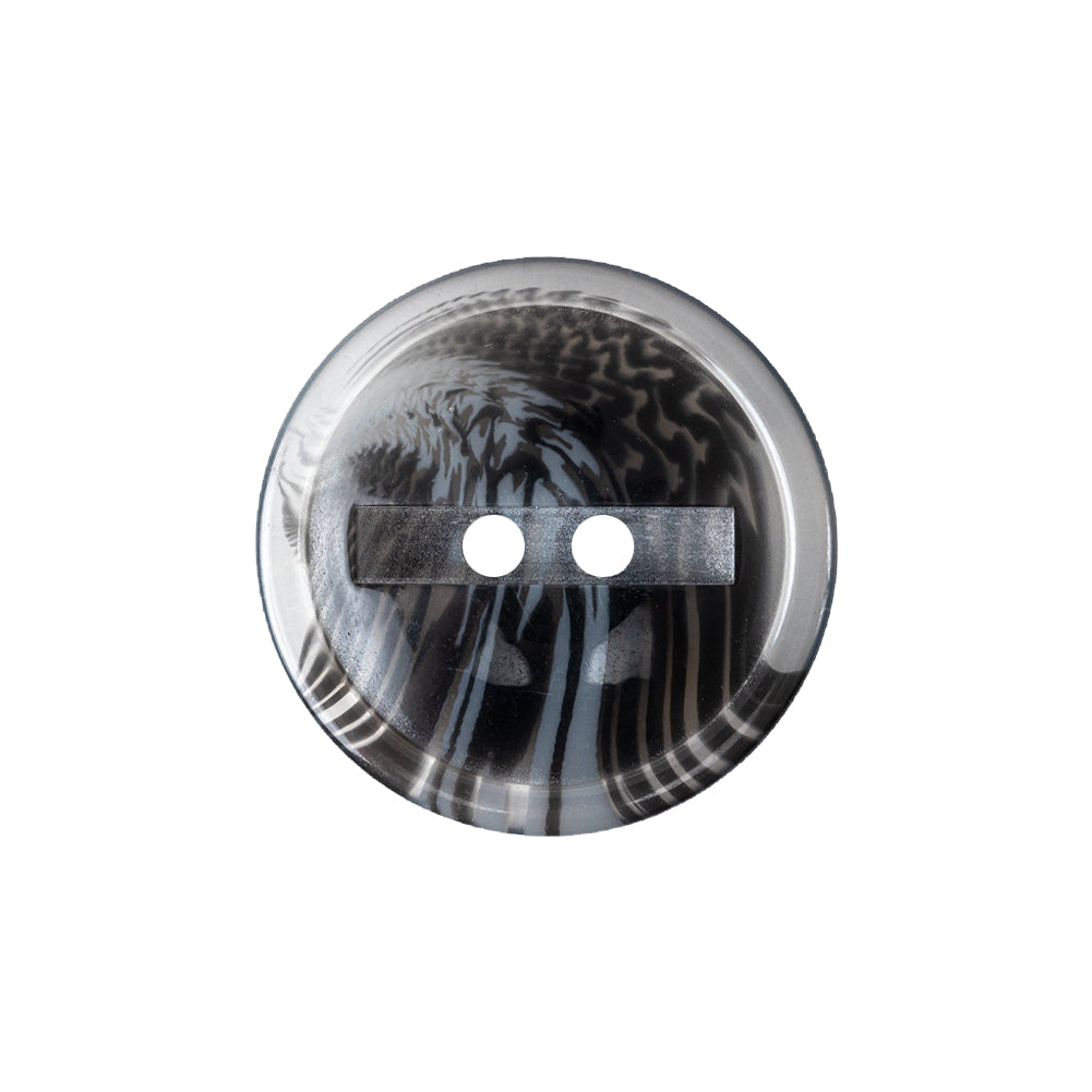 Gray and Phantom Black Translucent Swirl 2-Hole Channel Style Plastic Button - 36L/23mm