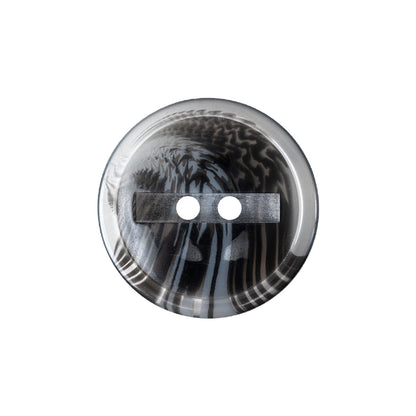 Gray and Phantom Black Translucent Swirl 2-Hole Channel Style Plastic Button - 36L/23mm