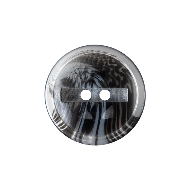 Gray and Phantom Black Translucent Swirl 2-Hole Channel Style Plastic Button - 36L/23mm