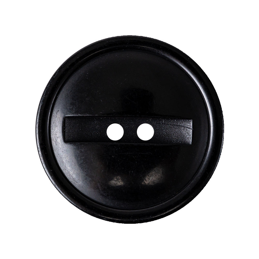 Carbon Black 2-Hole Channel Style Plastic Button - 44L/28mm