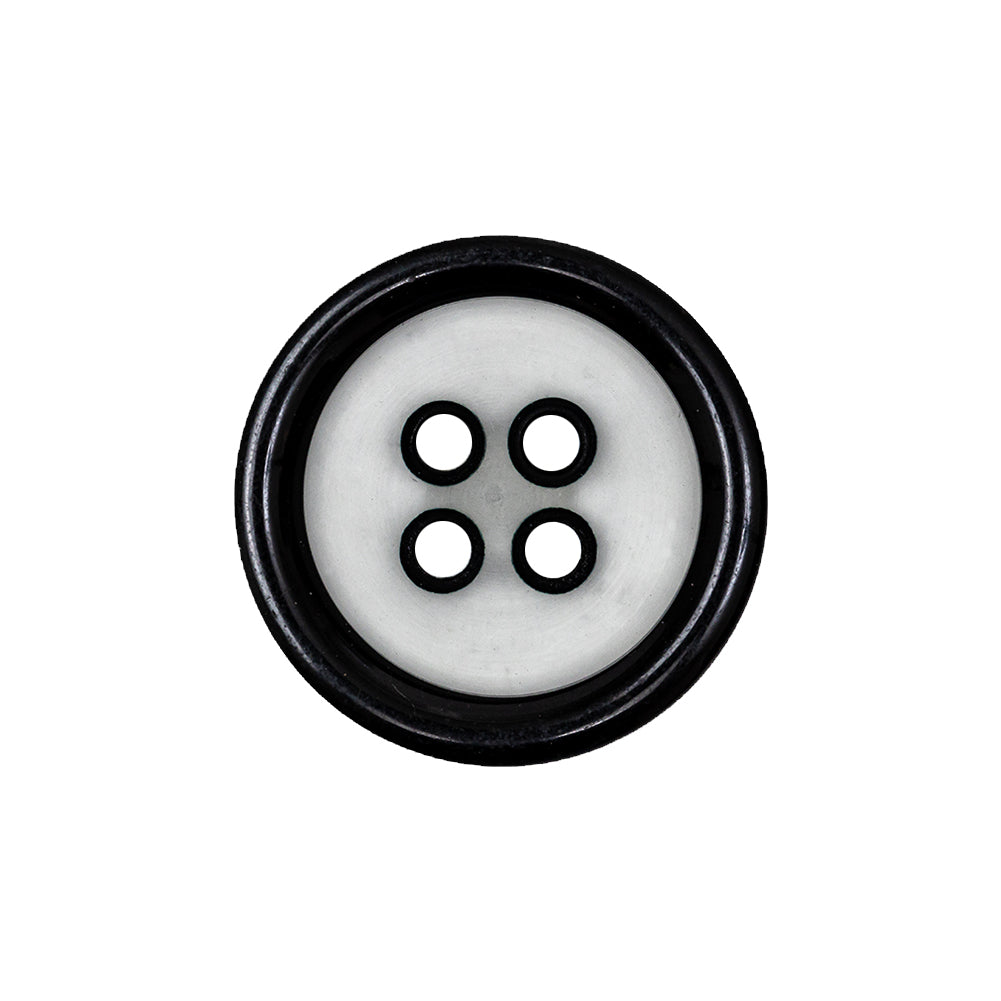 Black and Translucent Rounded Rim 4-Hole Plastic Button - 36L/23mm