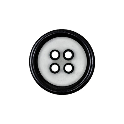 Black and Translucent Rounded Rim 4-Hole Plastic Button - 36L/23mm