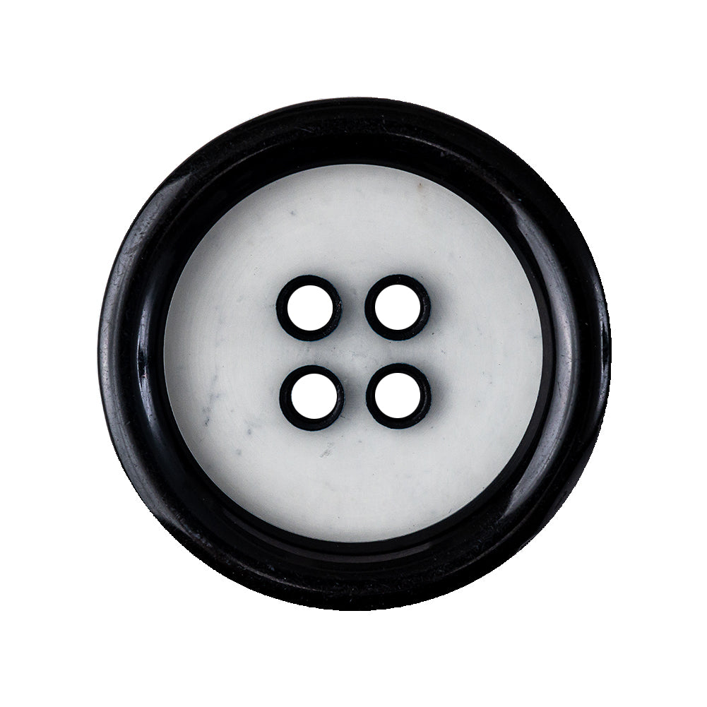 Black and Translucent Rounded Rim 4-Hole Plastic Button - 44L/28mm