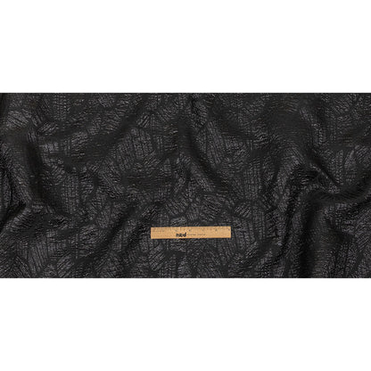 Metallic Black Abstract Hatching Luxury Brocade Full