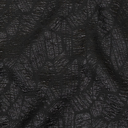 Metallic Black Abstract Hatching Luxury Brocade